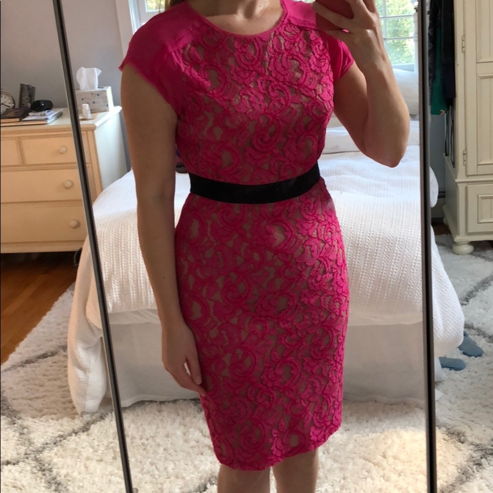 BCBG Max Azria pink lace dress